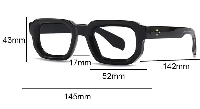 Titan Black Square Rivet Glasses